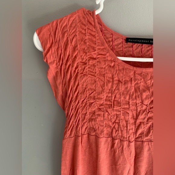 Womens Development by Erica Davies Coral Short Flutter Sleeve Smock Neck Top L - Picture 3 of 9